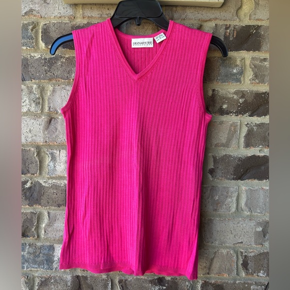 Y2K SIGNATURE EXPRESSIONS 75% Silk Knit Tank Top Vest Preppy Quiet Luxury | S - Picture 3 of 8